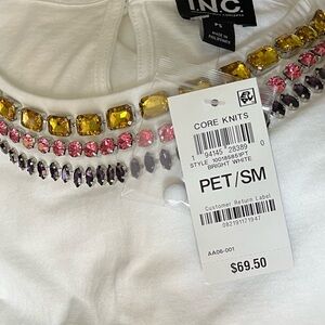 NWT INC International Concepts Petite Women’s Rhinestone-Embellished Top PS